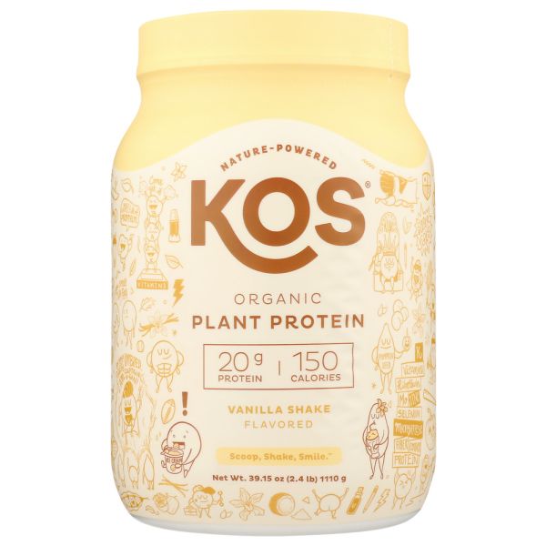 KOS: Vanilla Shake Organic Plant Protein, 39.15 oz