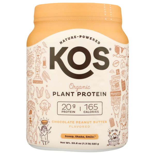 KOS: Chocolate Peanut Butter Organic Plant Protein, 20.6 oz