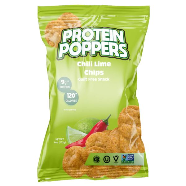 PROTEIN POPPERS: Chili Lime Chips, 4 oz