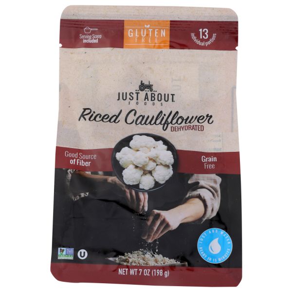 JUST ABOUT FOODS: Dehydrated Riced Cauliflower, 7 oz