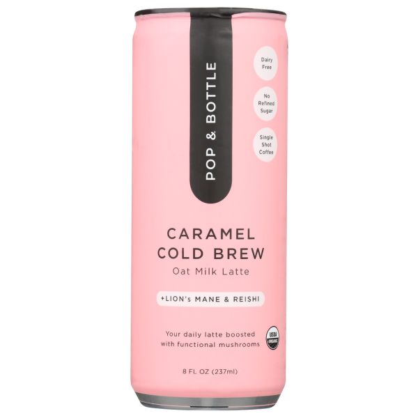 POP AND BOTTLE: Caramel Cold Brew Oat Milk Latte, 8 fo