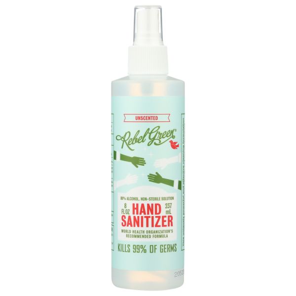 REBEL GREEN: Sanitizer Hand Unscented, 8 oz