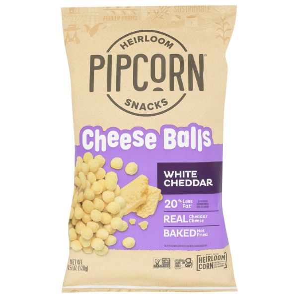 PIPCORN: White Cheddar Cheese Balls, 4.5 oz
