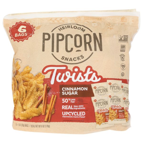 PIPCORN: Cinnamon Sugar Twists 6Pk, 6 oz