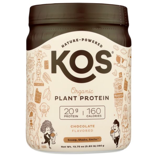 KOS: Organic Plant Protein Chocolate Powder, 13.75 oz