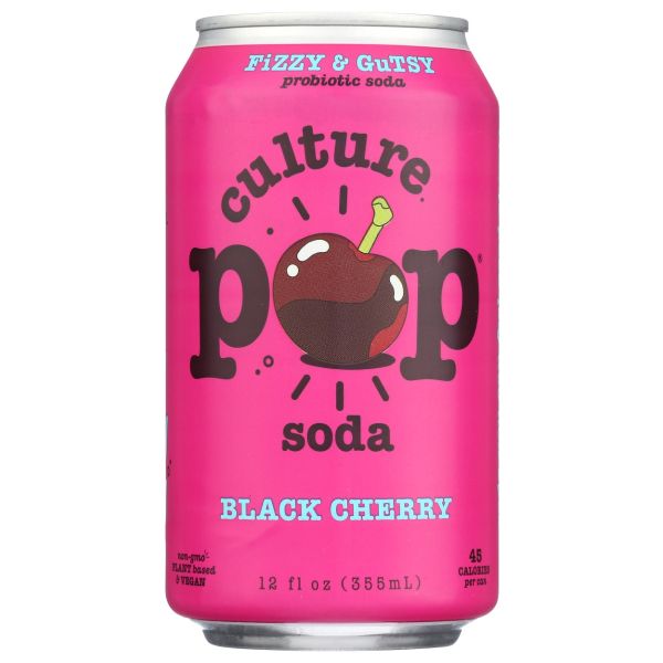 CULTURE POP: Black Cherry Probiotic Soda, 12 fo