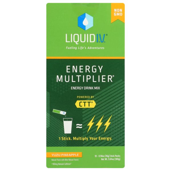 LIQUID IV: Energy Multiplier Yuzu Pineapple 10 Stick Packs, 5.64 oz