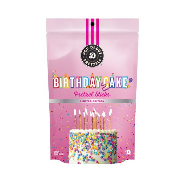 POP DADDY POPCORN AND PRETZELS: Birthday Cake Seasoned Pretzels, 7.5 oz