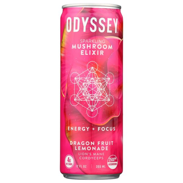 ODYSSEY ELIXIR: Energy Plus Focus Dragon Fruit Lemonade, 12 fo