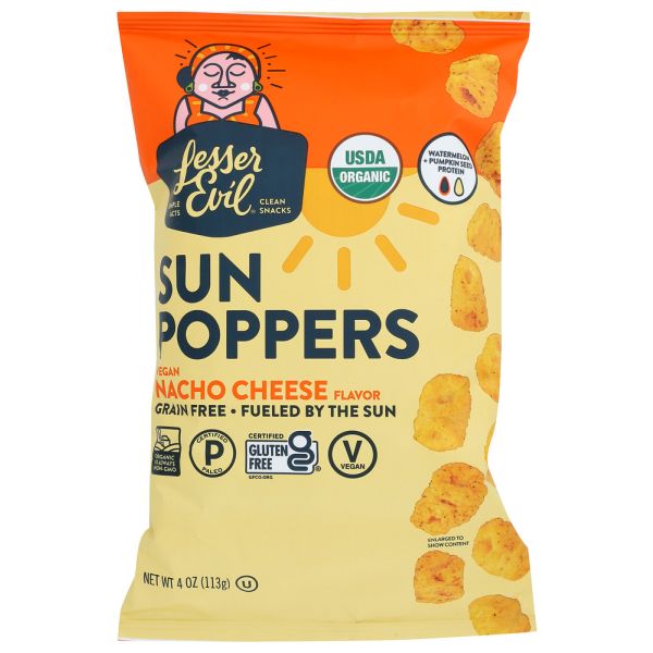 LESSER EVIL: Sun Poppers Vegan Nacho Cheese, 4 oz