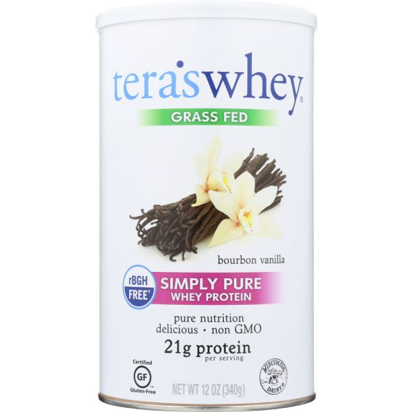 SIMPLY TERAS: Pure Whey Protein Bourbon Vanilla, 12 oz