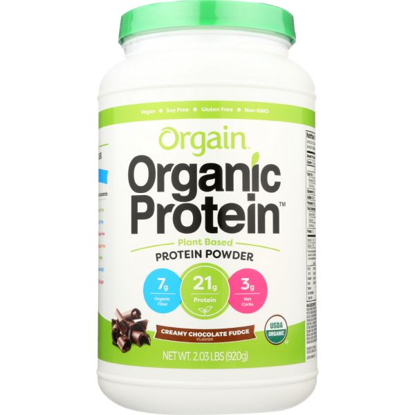 ORGAIN: Organic Protein Plant Based Powder Creamy Chocolate Fudge, 2.03 lb