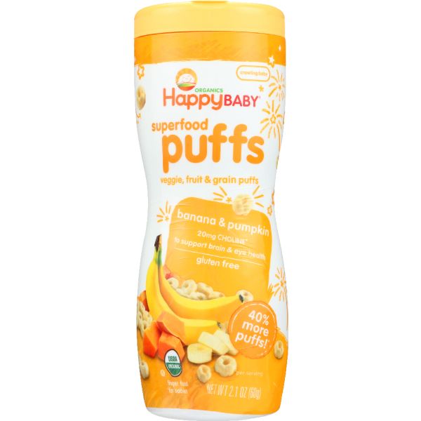 HAPPY BABY: Organic Puffs Banana & Pumpkin, 2.1 oz