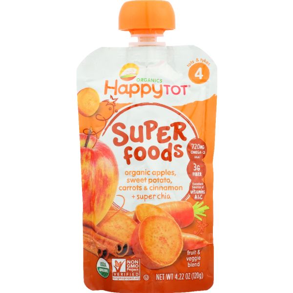 HAPPY TOT ORGANIC SUPERFOODS: Sweet Potato Apple Carrot & Cinnamon, 4.22 oz