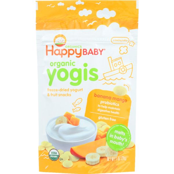 HAPPY BABY: Organic  Yogis Yogurt and Fruit Snacks Banana Mango, 1 oz