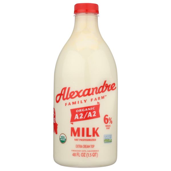 ALEXANDRE FAMILY FARM: Organic A2A2 Cream Top Whole Milk, 48 fo