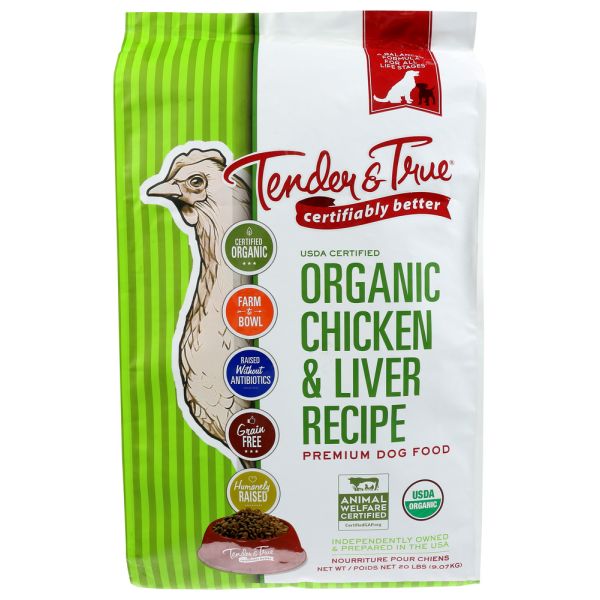 TENDER AND TRUE: Kibble Dog Chckn Livr, 20 LB