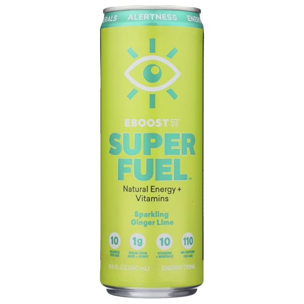 EBOOST: Super Fuel Natural Energy Plus Vitamins Ginger Lime, 12 oz