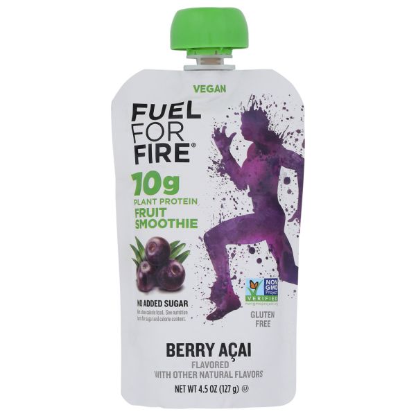 FUEL FOR FIRE: Berry Acai Plant Protein Fruit Smoothie, 4.5 oz