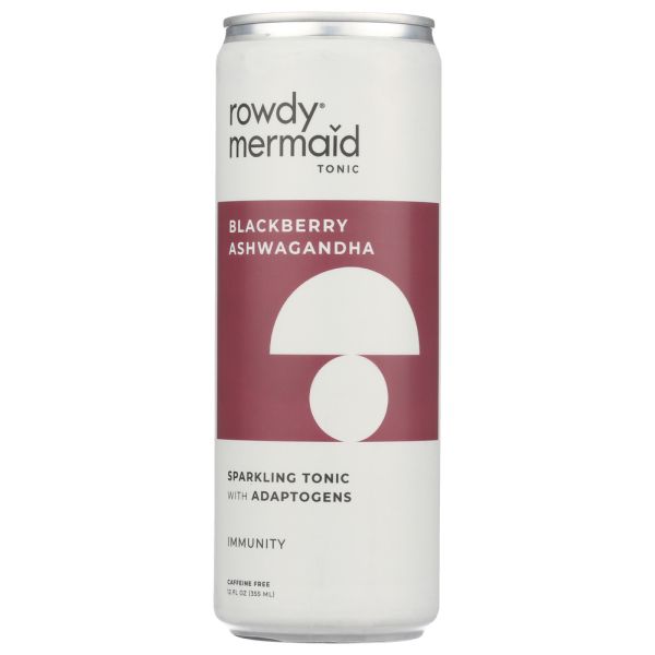 ROWDY MERMAĬD KOMBUCHA: Ashwagandha Blackberry Sparkling Tonic, 12 fo