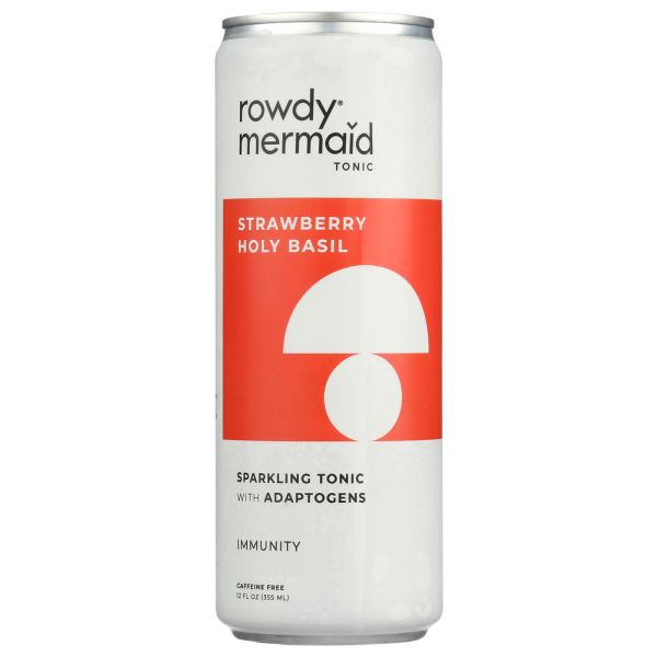 ROWDY MERMAĬD KOMBUCHA: Strawberry Holy Basil Adaptonic, 12 fo