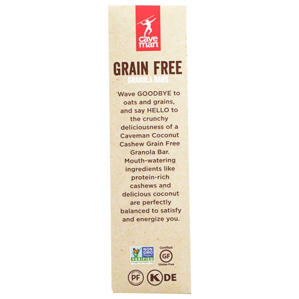 CAVEMAN FOODS: Coconut Cashew Grain Free Granola Bars, 4.92 oz