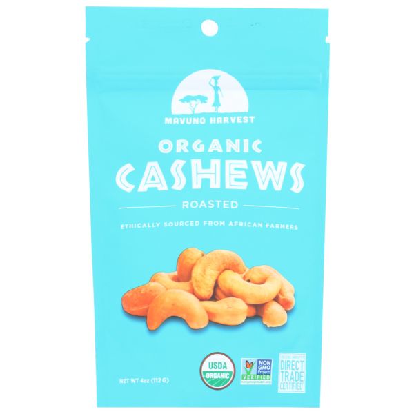 MAVUNO HARVEST: Organic Roasted Cashews, 4 oz