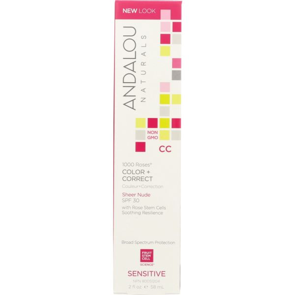 ANDALOU NATURALS: 1000 Roses CC Color + Correct Sensitive Sheer Nude, 2 oz