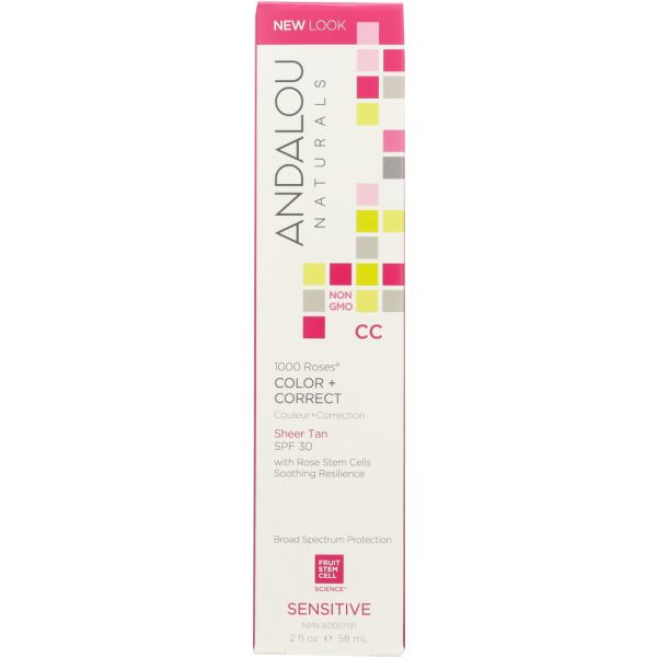 ANDALOU NATURALS: 1000 Roses CC Color + Correct Sheer Tan with SPF 30 Sensitive, 2 oz