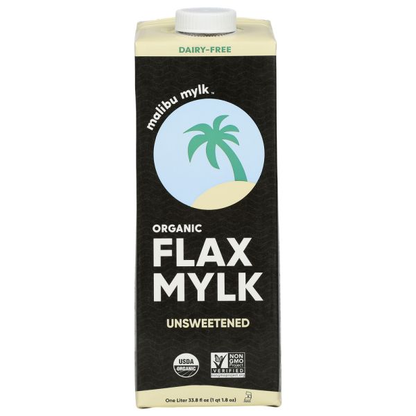 MALIBU MYLK: Unsweetened Organic Flax Milk, 33.8 fo