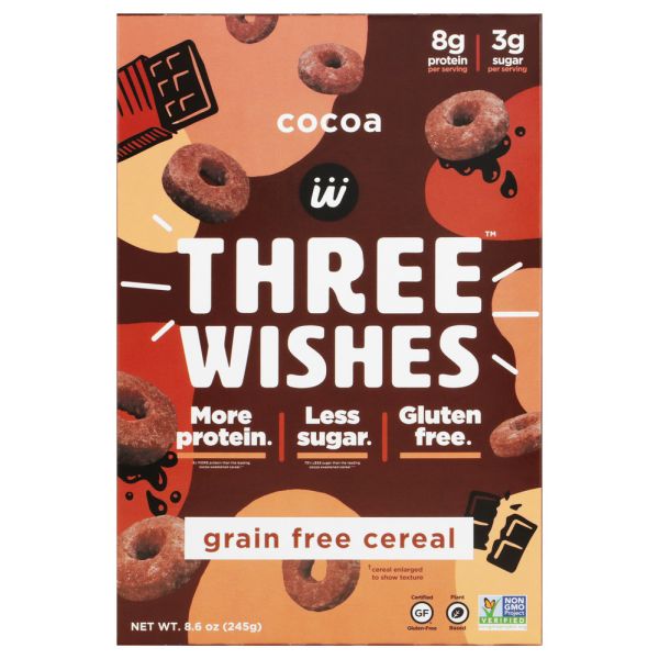 THREE WISHES: Grain Free Cocoa Cereal, 8.6 oz