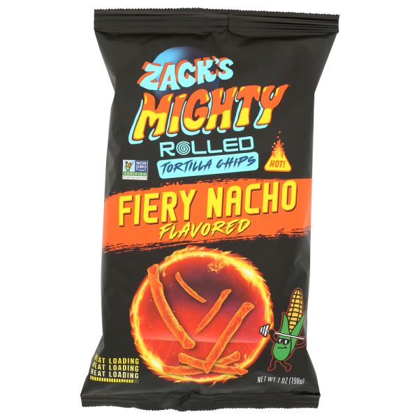 ZACKS MIGHTY: Fiery Nacho Rolled Tortilla Chips, 7 oz