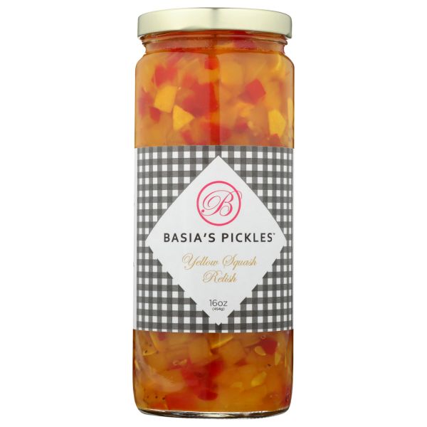 BASIAS PICKLES: Yellow Squash Relish Pickles, 16 oz