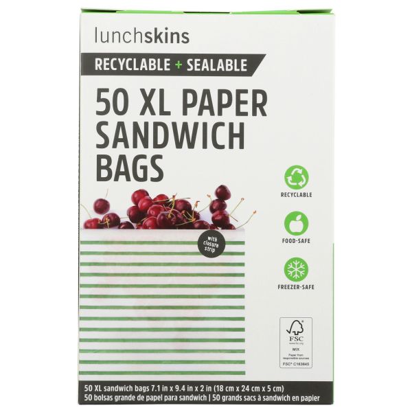 LUNCHSKINS: Paper Xl Sand Bag Stripe, 50 bx