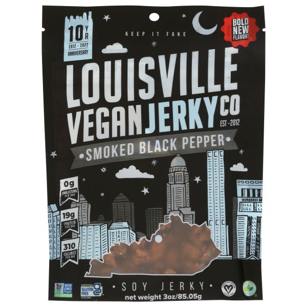 LOUISVILLE VEGAN JERKY: Smoked Black Pepper, 3 oz