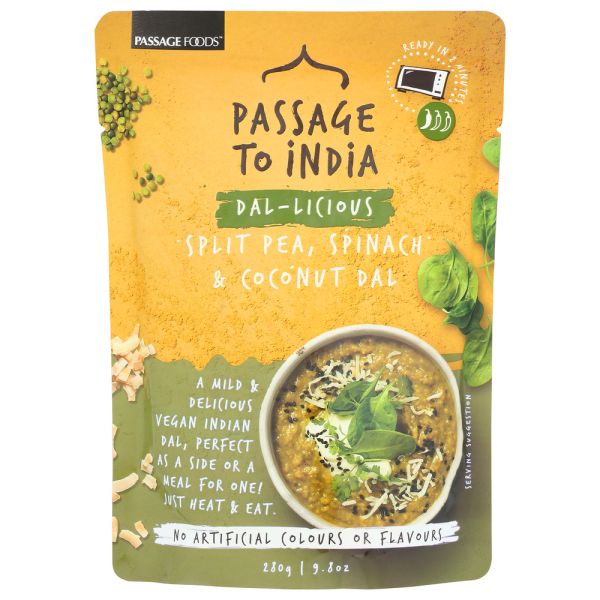 PASSAGE FOODS: Dal Ccnut Sp Pea Spinach, 9.8 oz