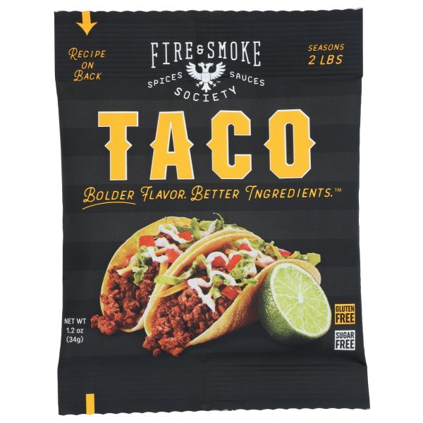 FIRE AND SMOKE: Seasoning Mix Prem Taco, 1.2 OZ