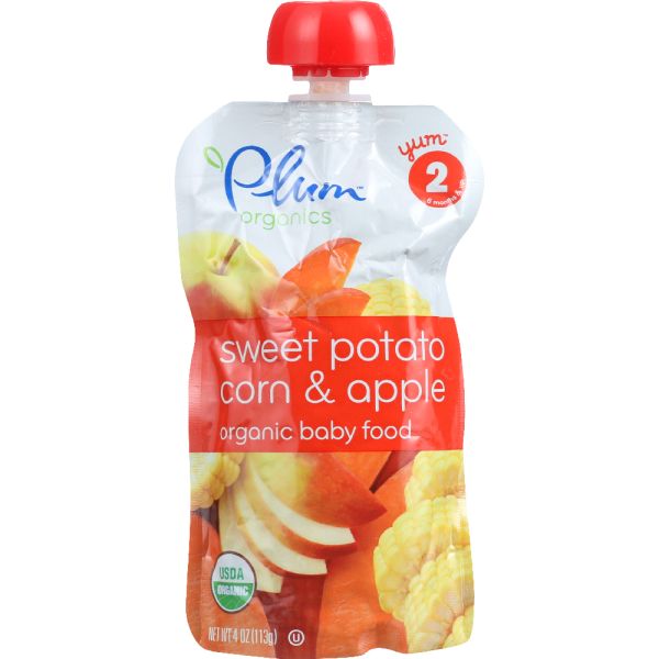 PLUM ORGANICS: Organic Baby Food Stage 2 Sweet Potato, Corn & Apple, 4 oz