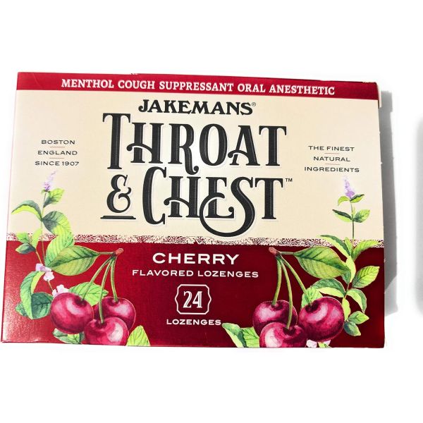 JAKEMANS: Lozenge Throat and Chest Cherry Menthol, 24 pc