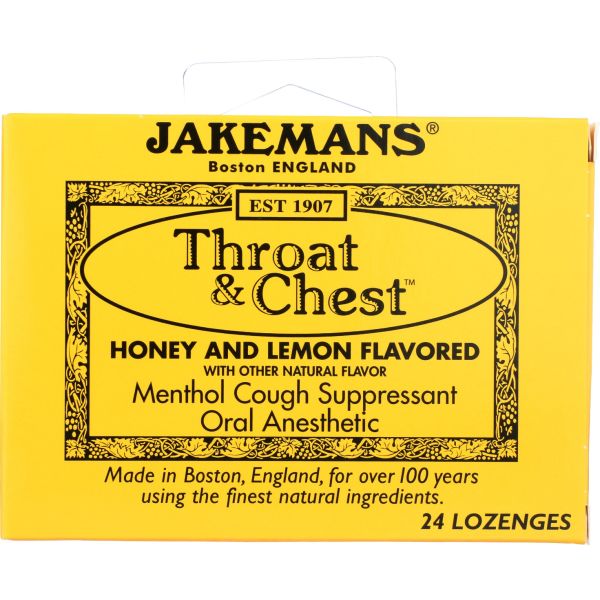 JAKEMANS: Lozenge Throat and Chest Honey and Lemon, 24 pc