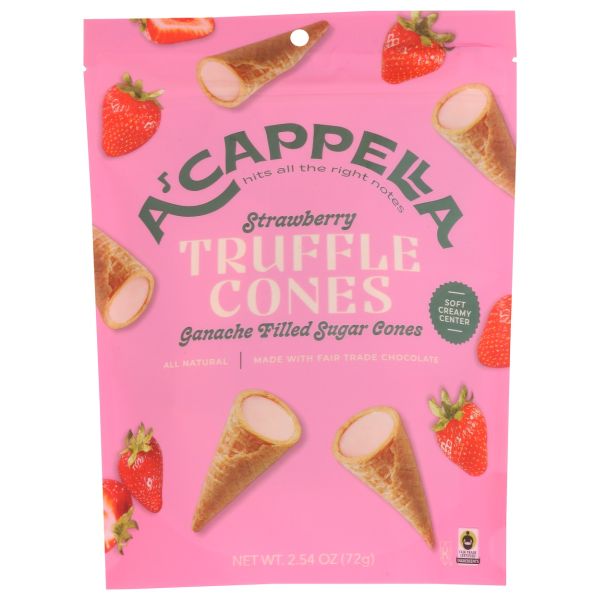 A CAPPELLA: Truffle Cones Strawberry, 2.45 oz