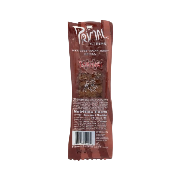 PRIMAL STRIPS: Vegan Jerky Teriyaki, 1 oz