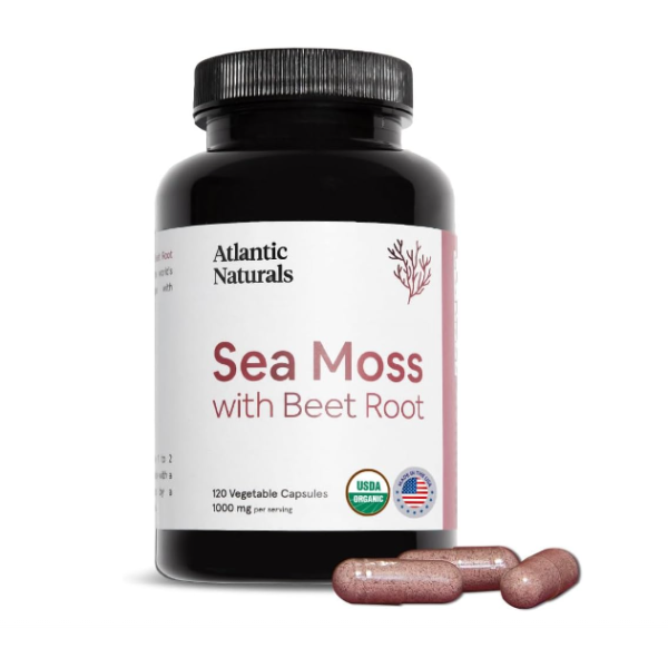 ATLANTIC NATURALS: Organic Sea Moss With Beet Root Capsules, 120 vc