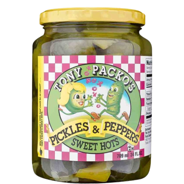 TONY PACKOS: Sweet Hot Pickles and Peppers, 24 oz