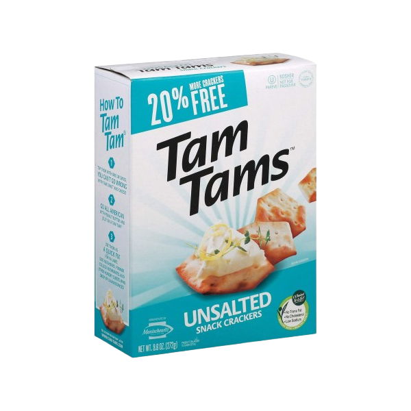 MANISCHEWITZ: Unsalted Tam Tams Crackers, 9.6 oz