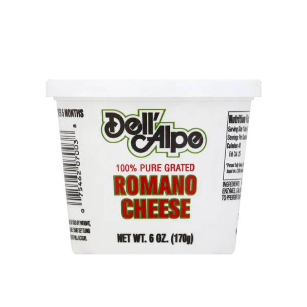 DELL ALPE: Pure Grated Romano Cheese, 6 oz