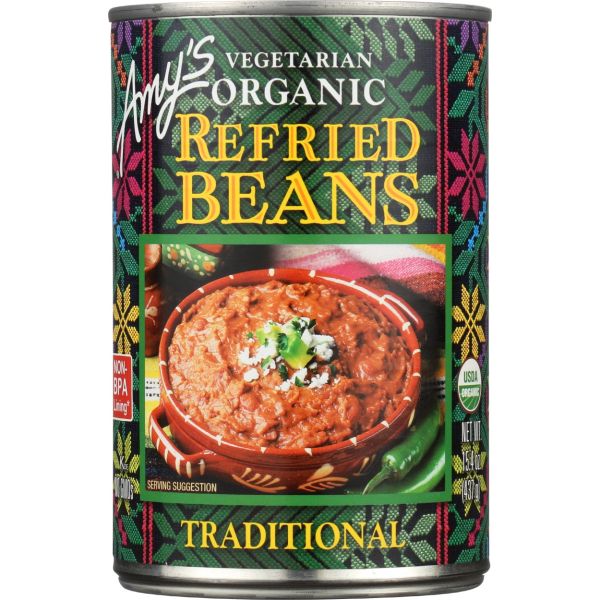 AMYS: Organic Vegetarian Traditional Refried Beans, 15.4 oz