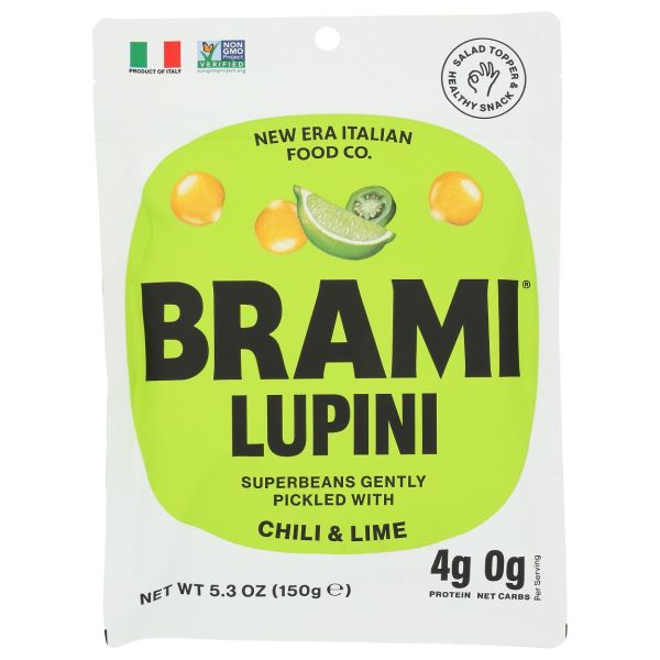 BRAMI LUPINI SNACK: Chili and Lime Beans, 5.3 oz