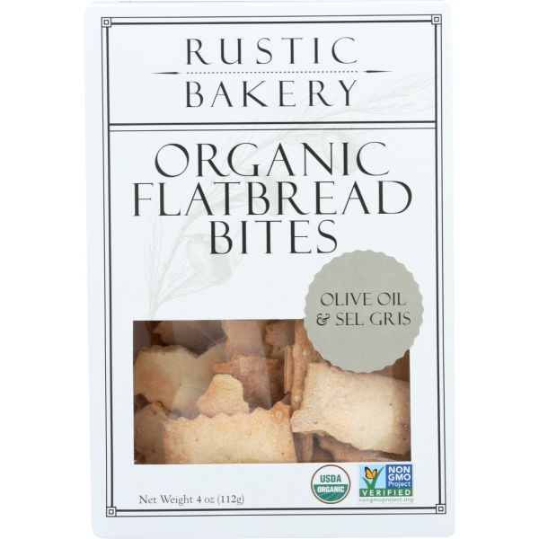 RUSTIC BAKERY: Olive Oil and Sel Gris Sourdough Flatbread Bites, 4 oz