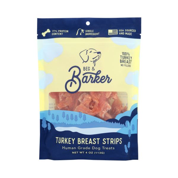 BEG AND BARKER: Turkey Breast Strips Dog Treats, 4 oz